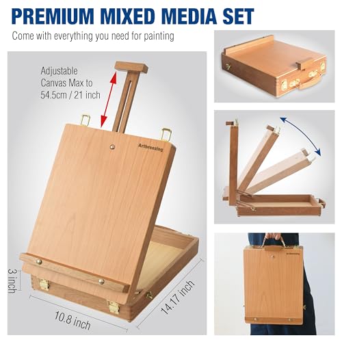 55-Piece Acrylic Painting Set with Tabletop Easel
