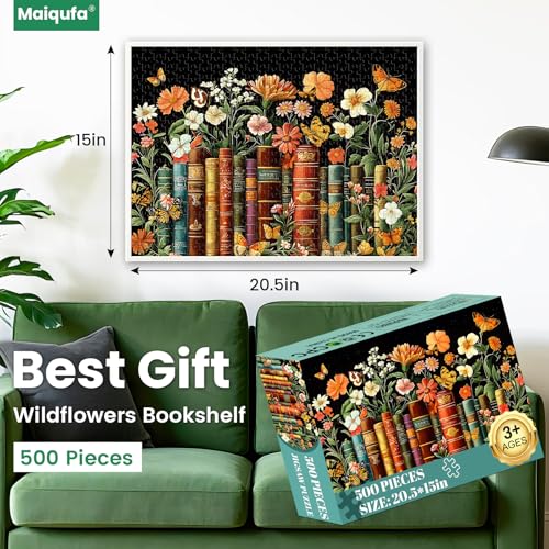 500-Piece Vintage Wildflowers Jigsaw Puzzle for Adults