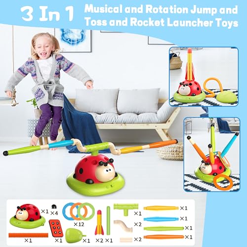 3-in-1 Kids Jump, Ring Toss & Rocket Launcher Game