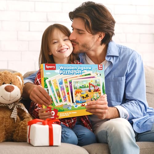 SYNARRY 6-Pack Wooden Jigsaw Puzzles for Kids Ages 4–6