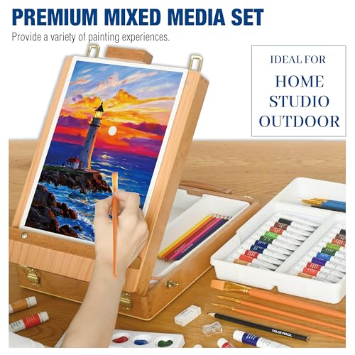 55-Piece Acrylic Painting Set with Tabletop Easel