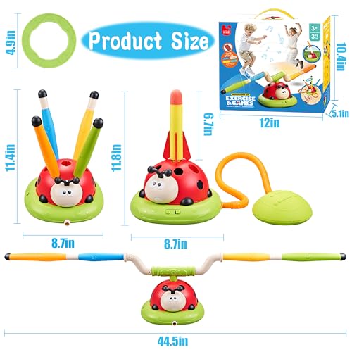 3-in-1 Kids Jump, Ring Toss & Rocket Launcher Game