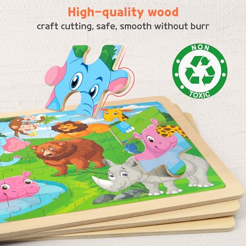 SYNARRY 6-Pack Wooden Jigsaw Puzzles for Kids Ages 4–6