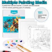 Complete Acrylic Painting Kit with Table Easel & Stencils