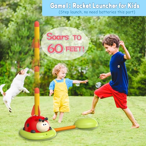 3-in-1 Kids Jump, Ring Toss & Rocket Launcher Game
