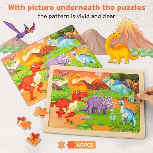 SYNARRY 6-Pack Wooden Jigsaw Puzzles for Kids Ages 4–6