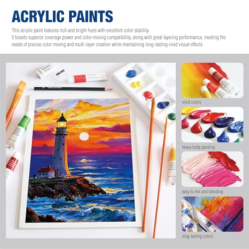 55-Piece Acrylic Painting Set with Tabletop Easel
