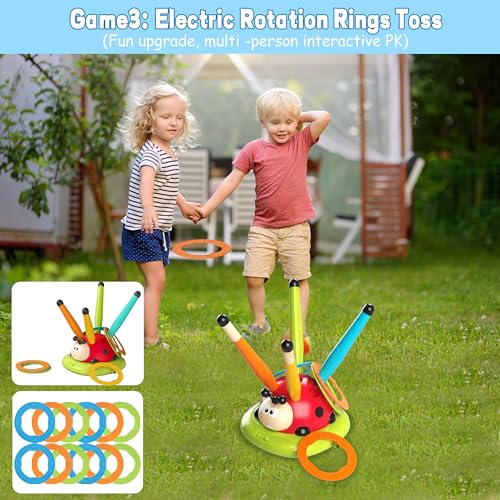 3-in-1 Kids Jump, Ring Toss & Rocket Launcher Game