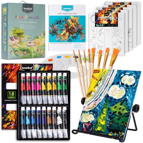 Complete Acrylic Painting Kit with Table Easel & Stencils