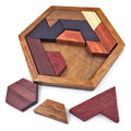 KINGOU Wooden Hexagon Tangram Brain Teaser Puzzle Game