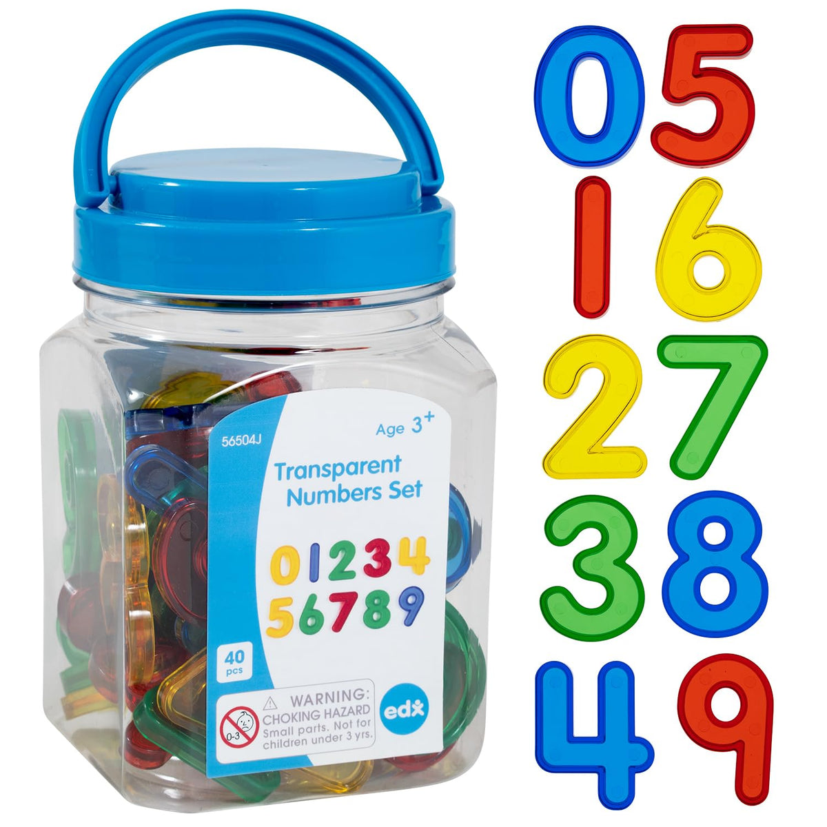 edxeducation 40-Piece Transparent Number Set for Math Learning