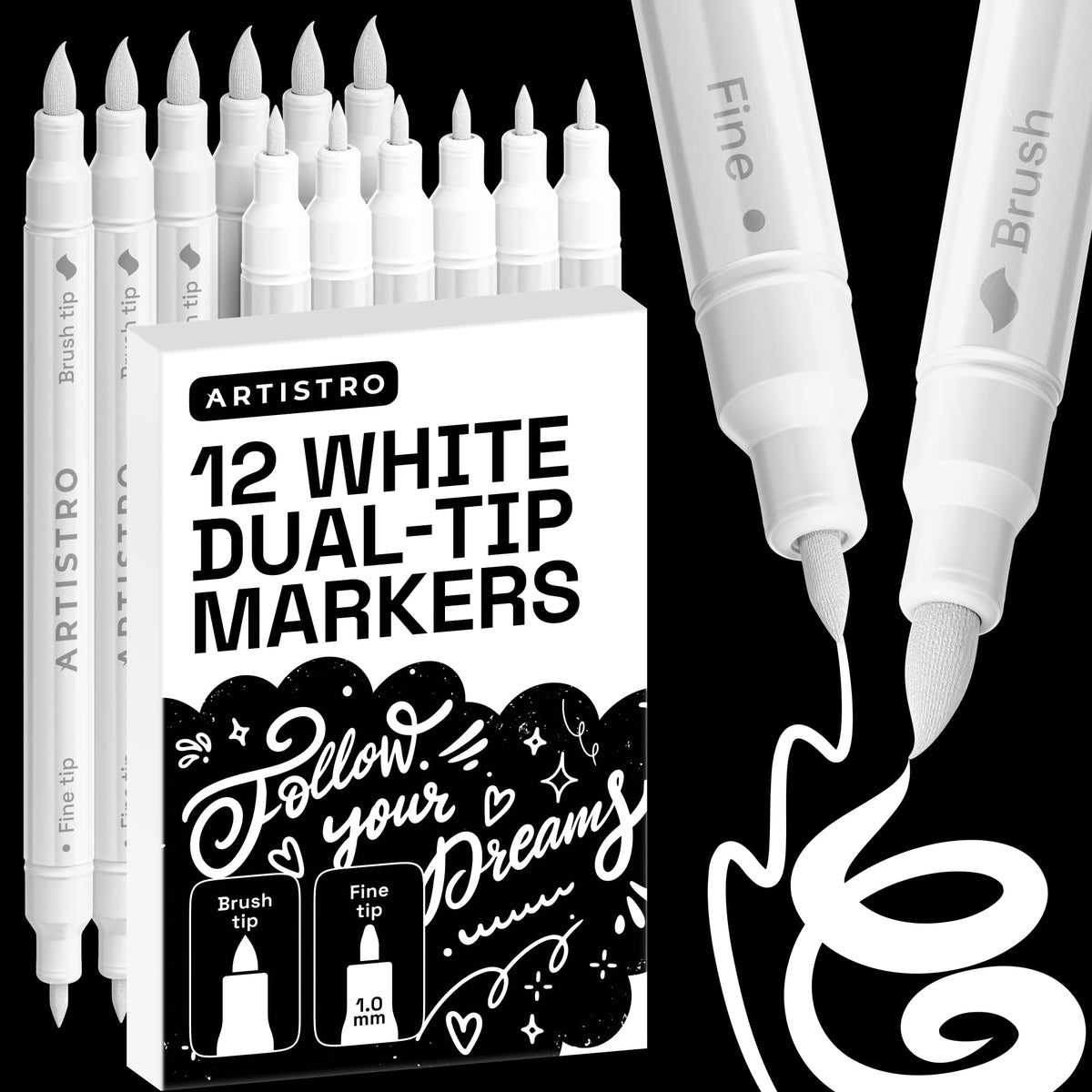 ARTISTRO Dual-Tip Acrylic Paint Markers for Drawing