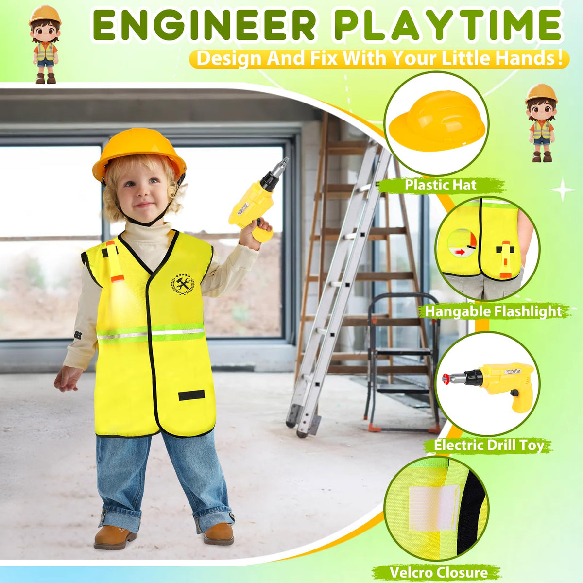 4-in-1 Kids Dress-Up Role Play Costume Set for Ages 3–8