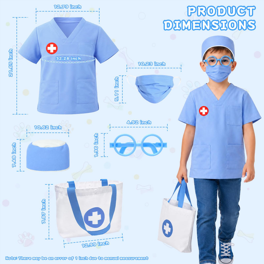 Kids Doctor Costume & Medical Pretend Play Set for Ages 3–5
