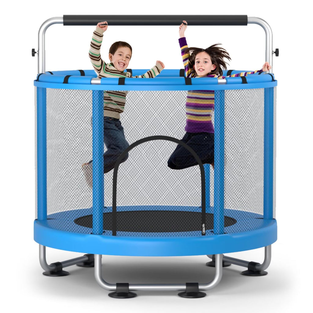 55-Inch Kids Trampoline with Enclosure & Gymnastics Bar