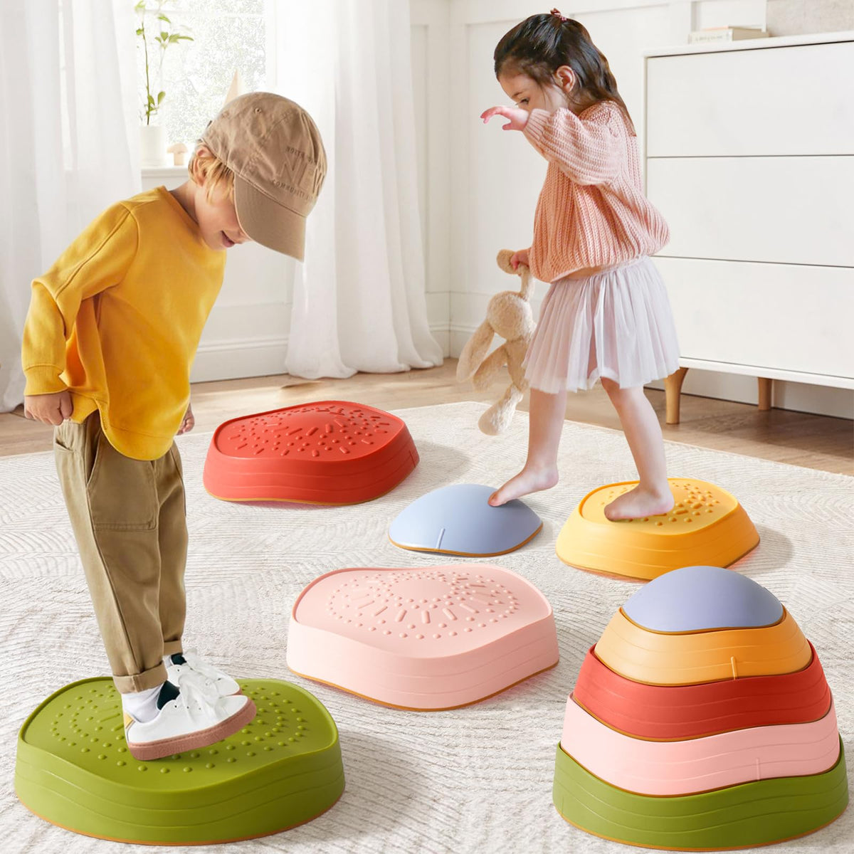 5-Piece Non-Slip Stepping Stones for Kids Balance Play