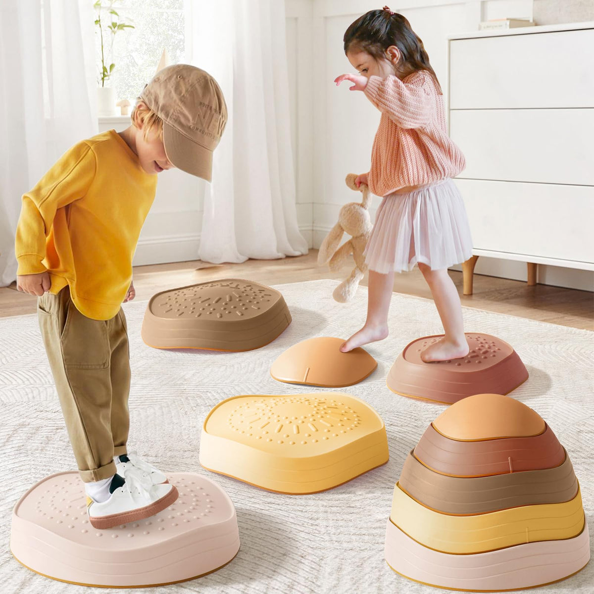 5-Piece Non-Slip Stepping Stones for Kids Balance Play