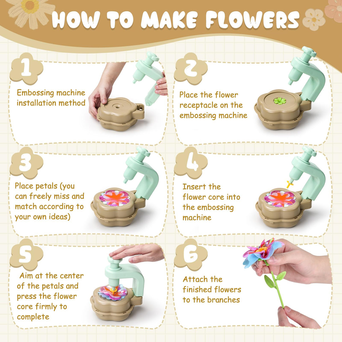 Fabric Flower Bouquet Craft Set for Kids Creative Play