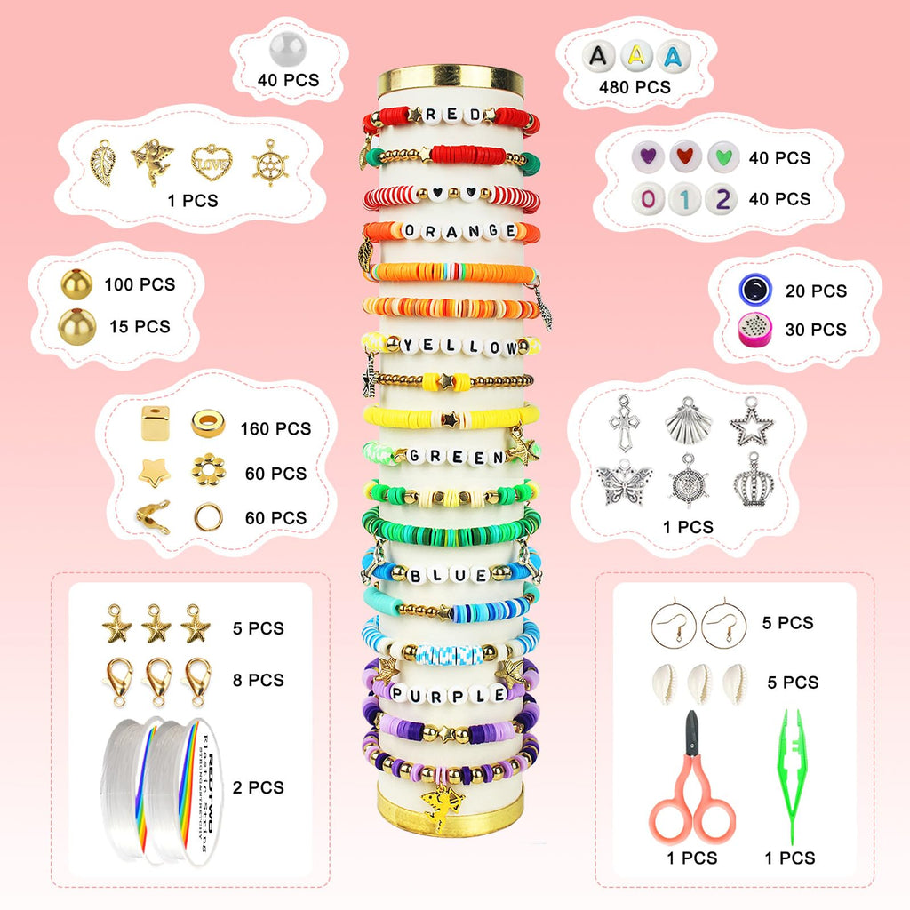 5100-Piece Clay Bead Bracelet Making Kit with Charms