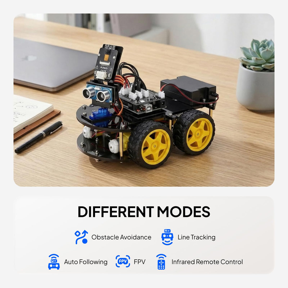 ELEGOO UNO R3 Smart Robot Car Kit V4 with Camera for Arduino
