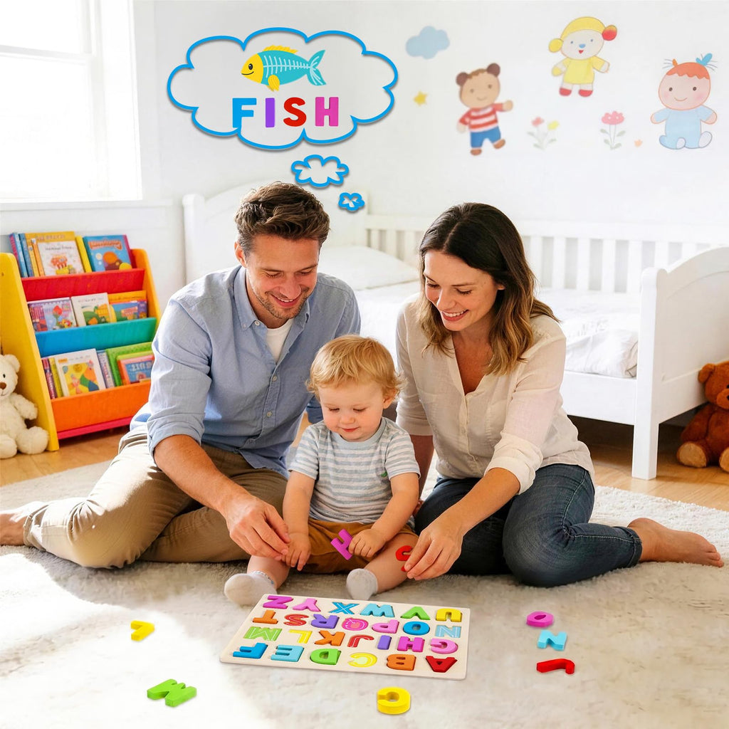 Wooden Learning Puzzle Board & Blocks for Toddlers Ages 1–5