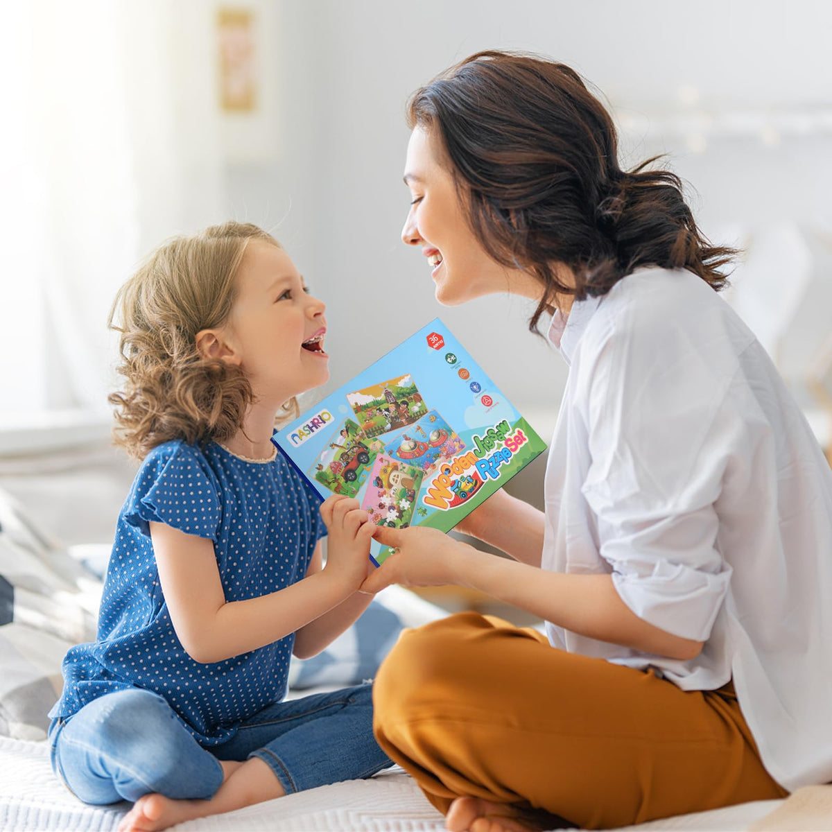 NASHRIO 4-Pack Wooden Jigsaw Puzzles for Kids Ages 3–6