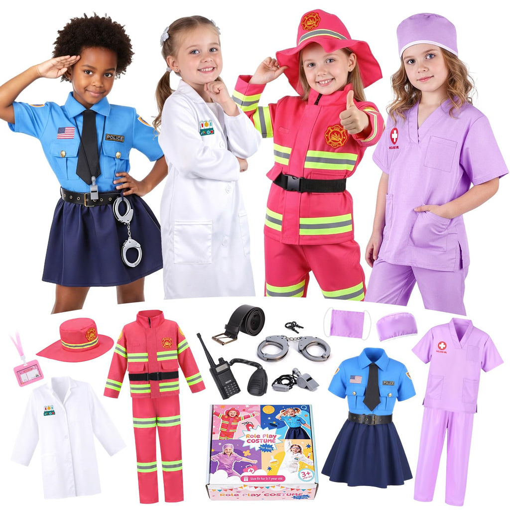 4-in-1 Girls Career Dress-Up Costume Set for Ages 3–8