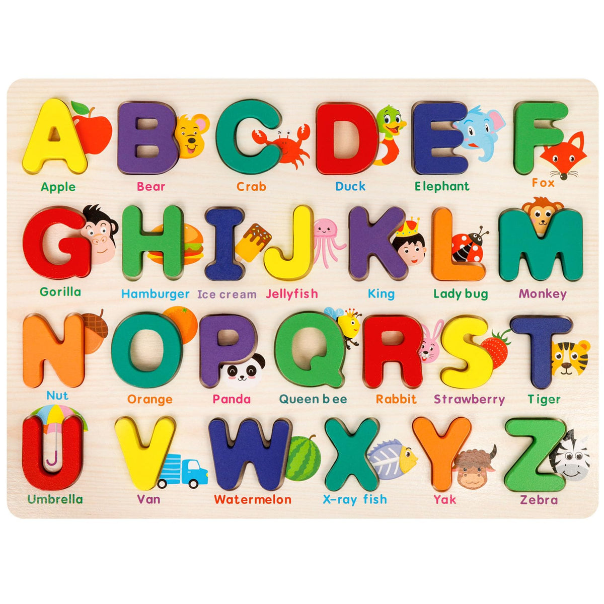 Wooden Learning Puzzle Board & Blocks for Toddlers Ages 1–5