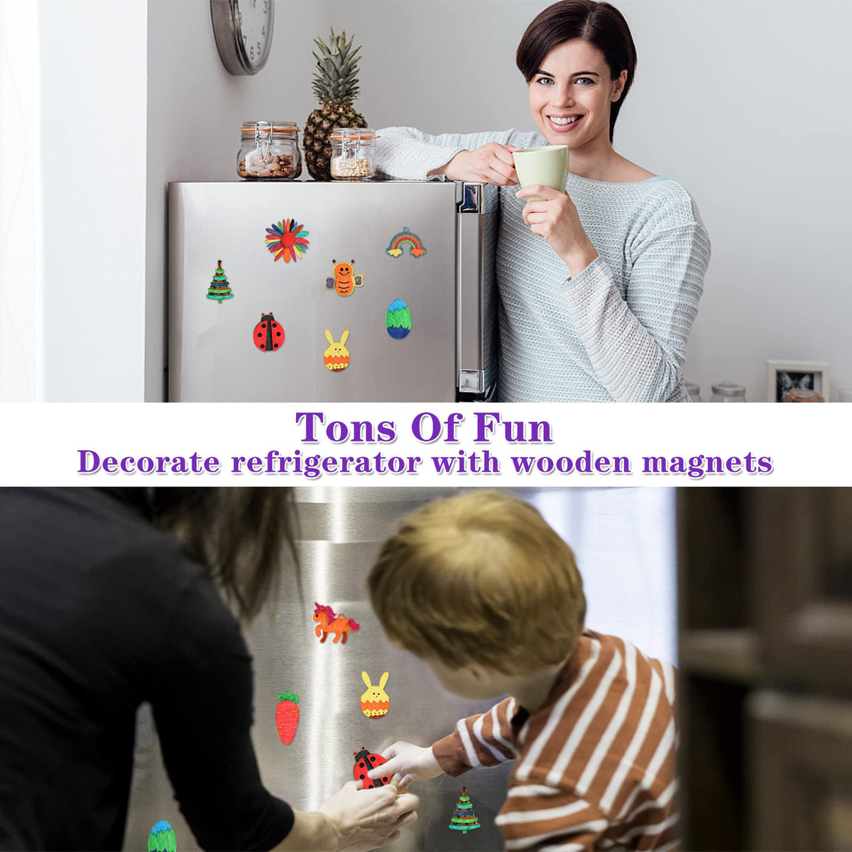 36-Piece DIY Wooden Magnet Painting Kit for Kids Ages 4–12