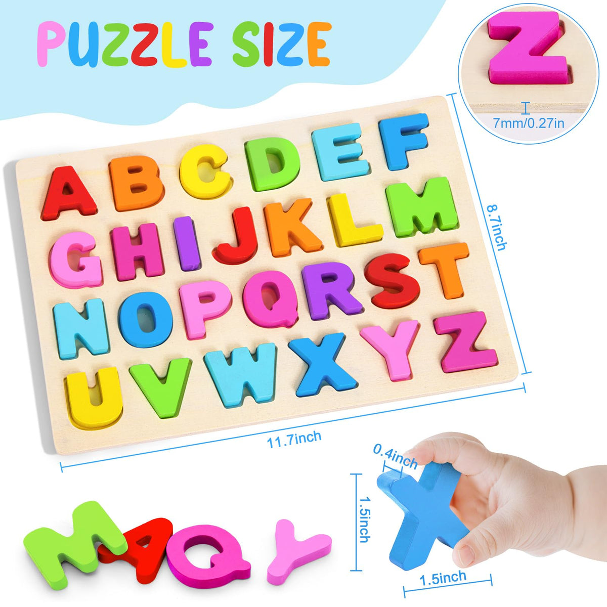 Wooden Learning Puzzle Board & Blocks for Toddlers Ages 1–5