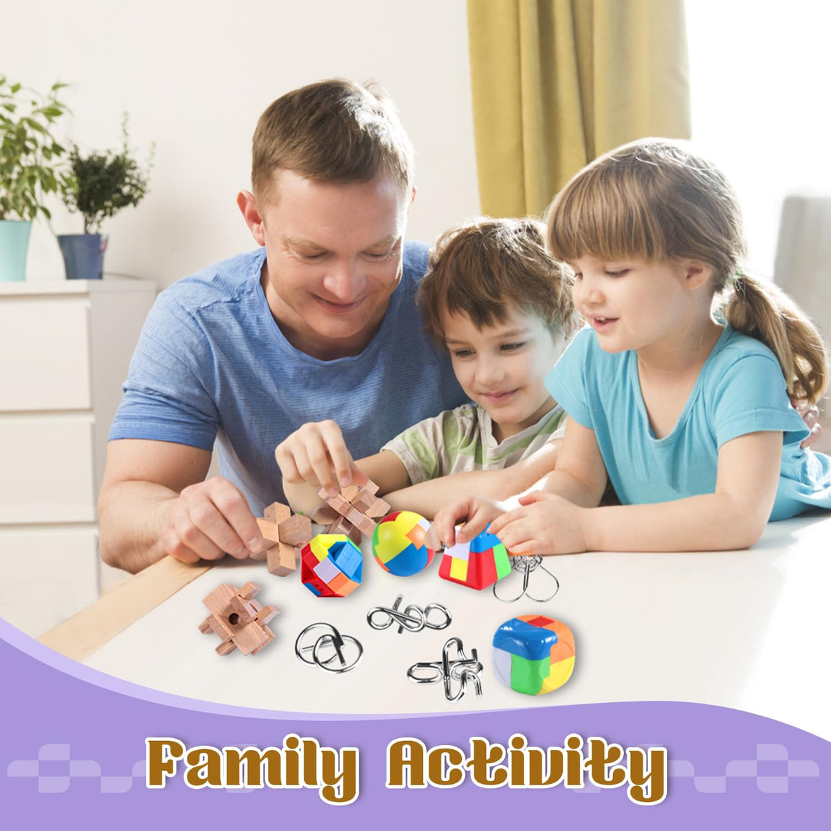 3D Brain Teaser Puzzle Set for Kids, Teens & Adults