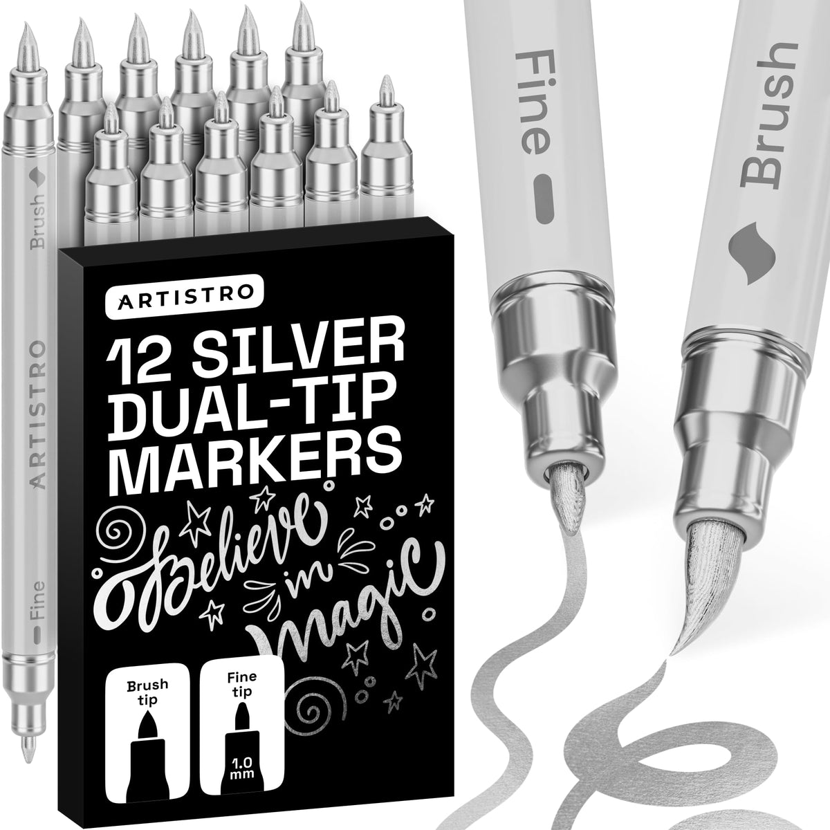 ARTISTRO Dual-Tip Acrylic Paint Markers for Drawing
