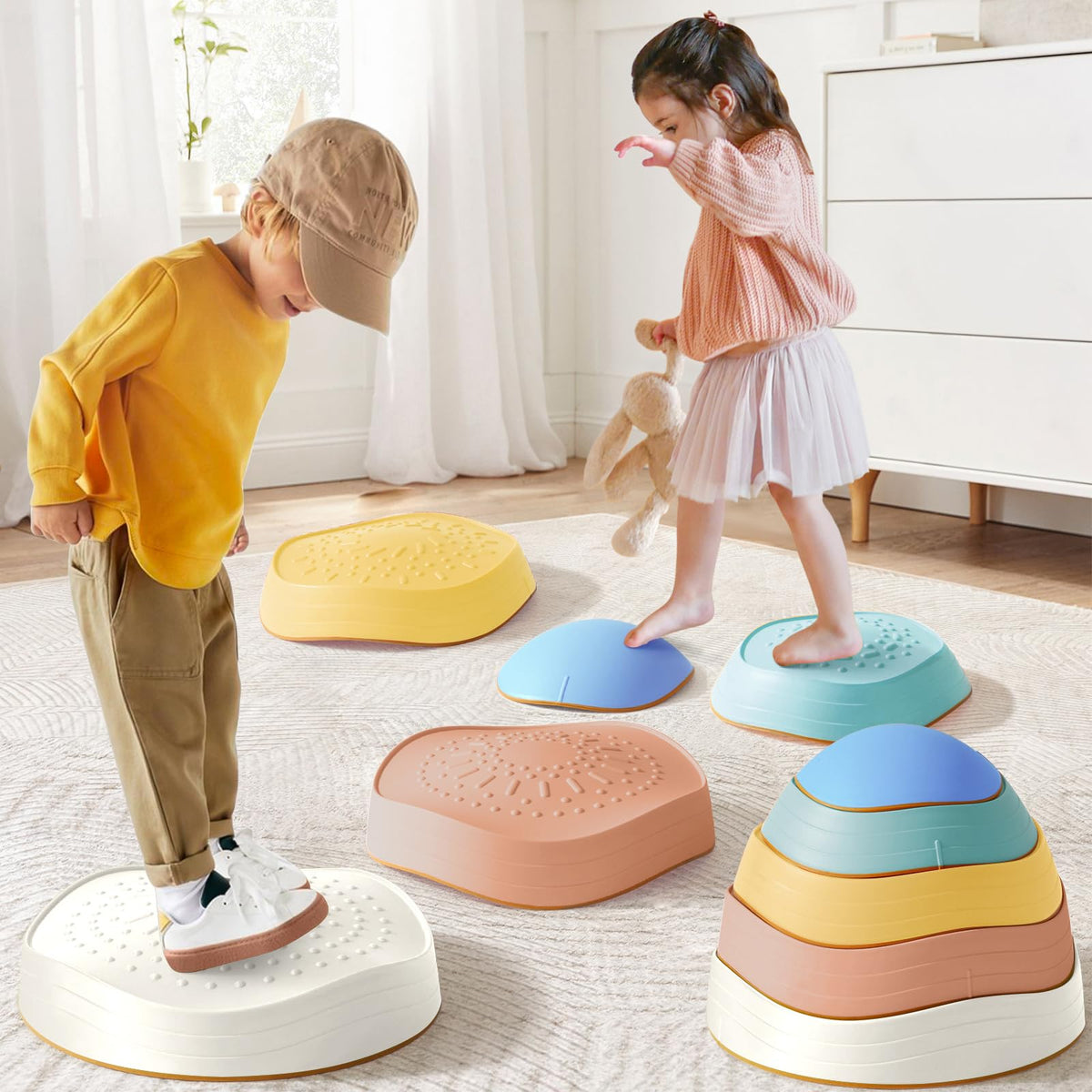 5-Piece Non-Slip Stepping Stones for Kids Balance Play