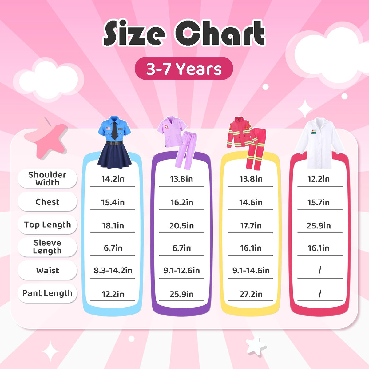 4-in-1 Girls Career Dress-Up Costume Set for Ages 3–8