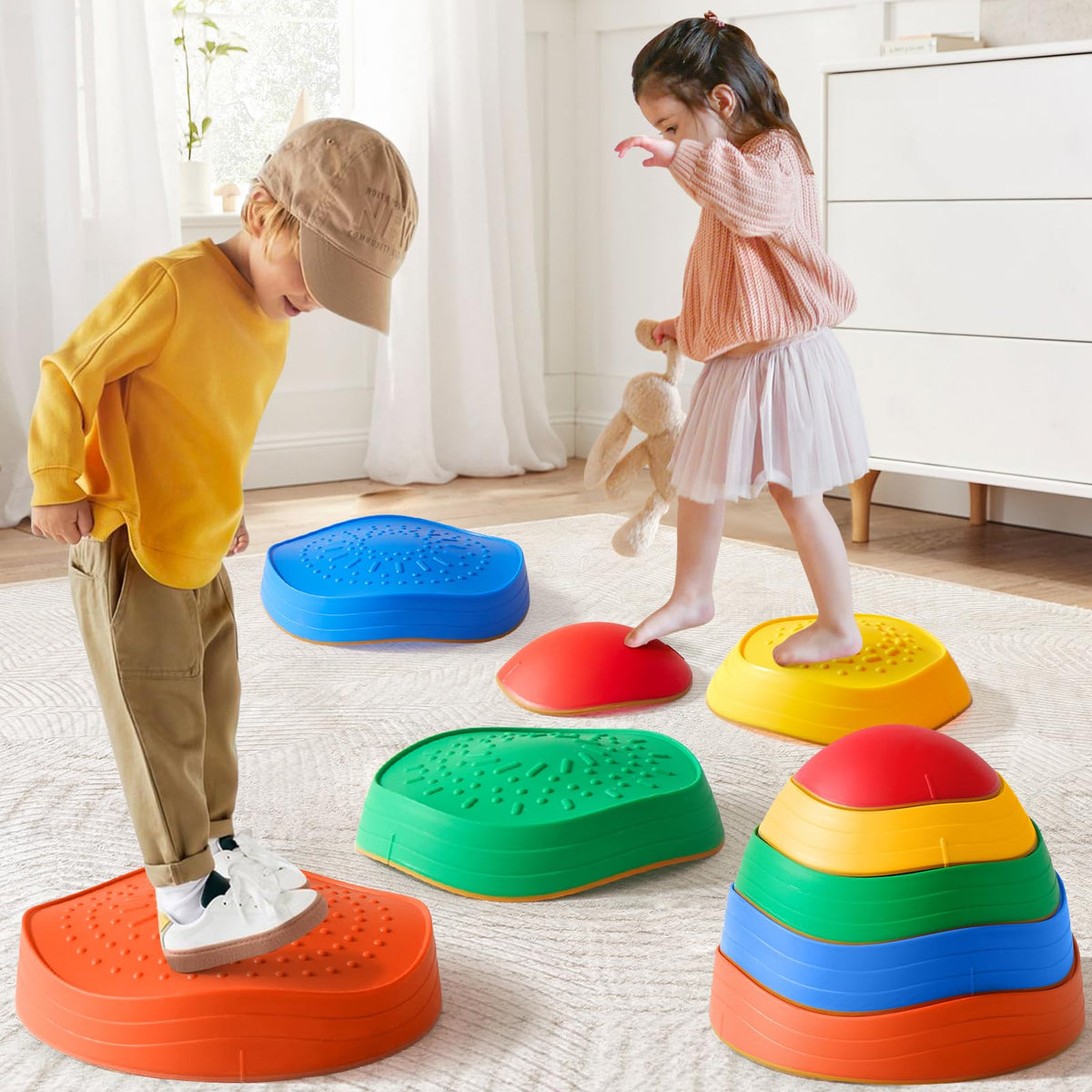 5-Piece Non-Slip Stepping Stones for Kids Balance Play