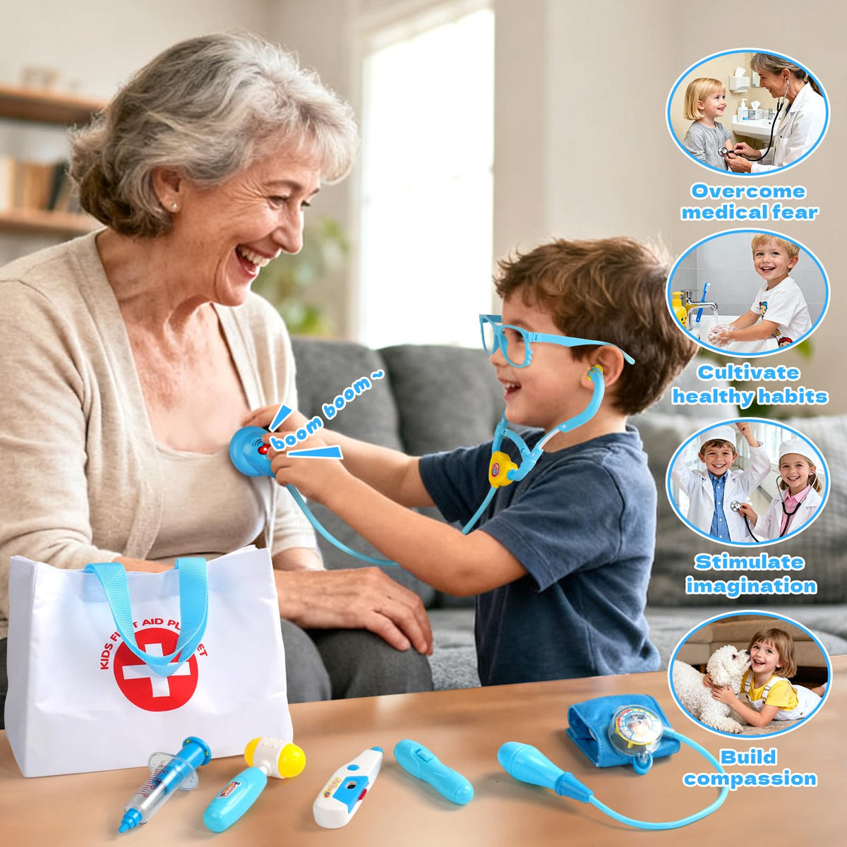 Kids Doctor & Vet Play Set with Plush Dog & Medical Bag