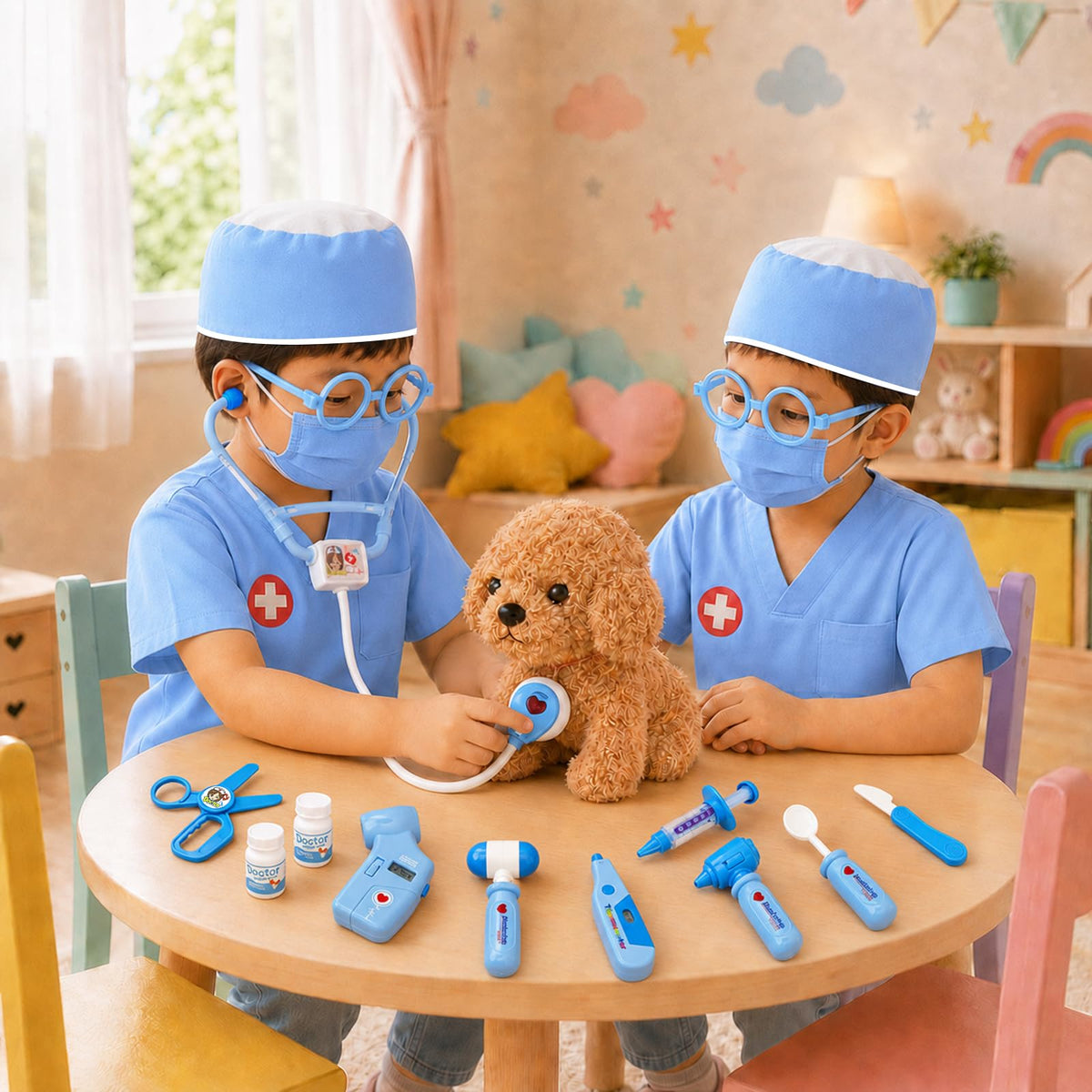 Kids Doctor Costume & Medical Pretend Play Set for Ages 3–5