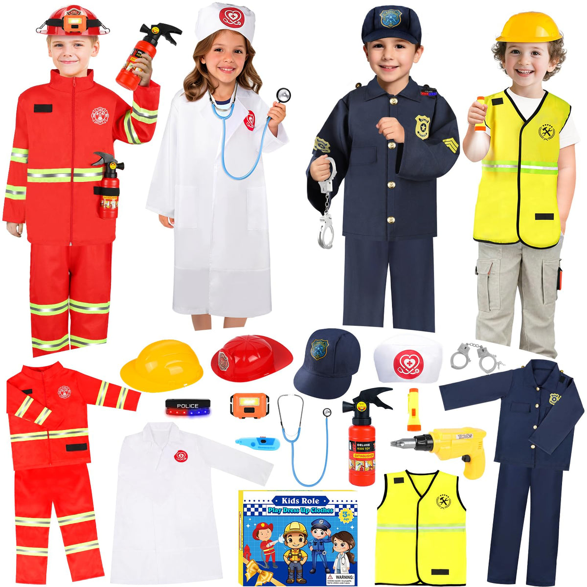 4-in-1 Kids Dress-Up Role Play Costume Set for Ages 3–8