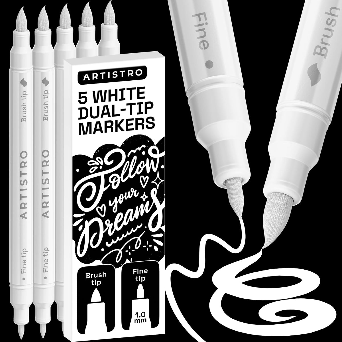 ARTISTRO Dual-Tip Acrylic Paint Markers for Drawing