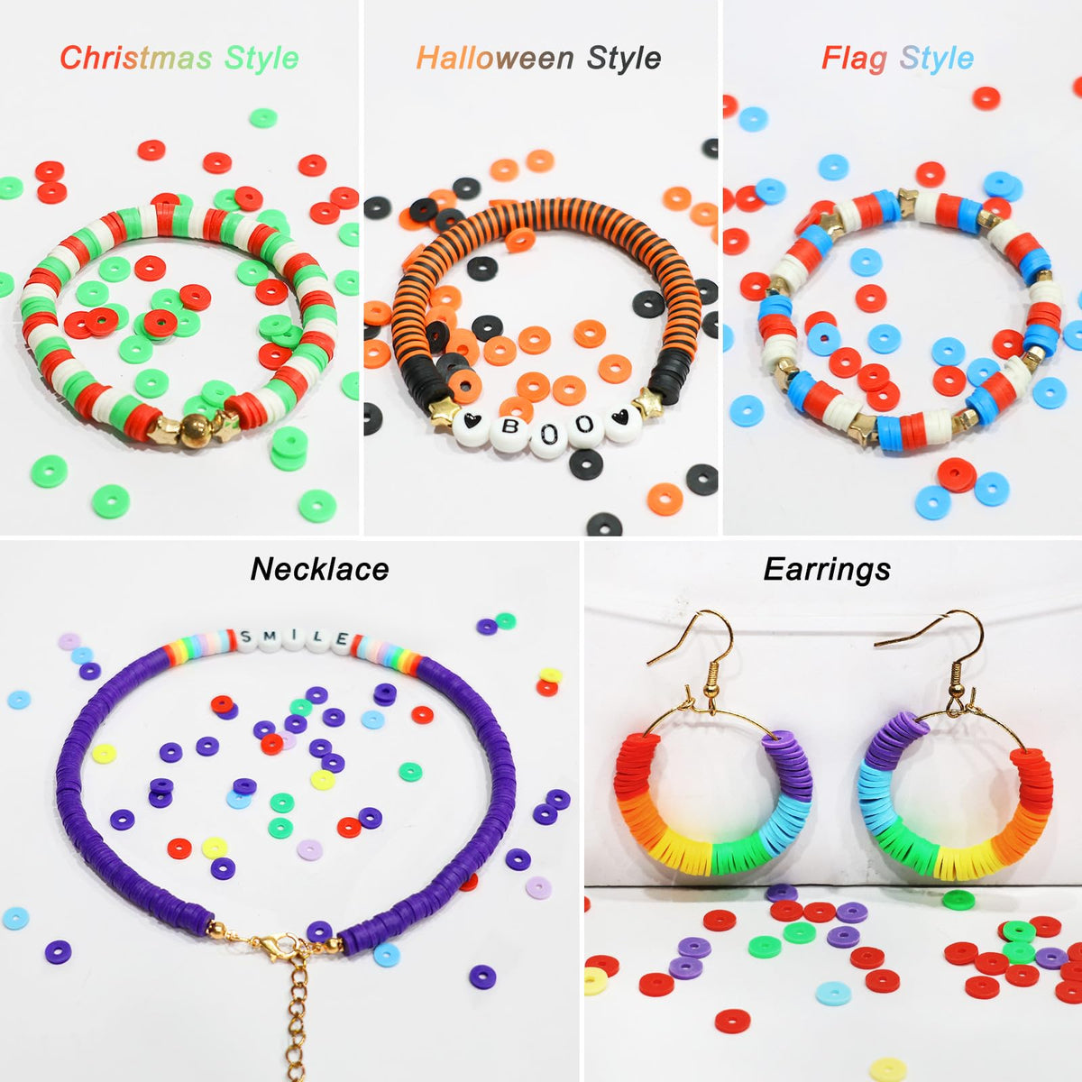 5100-Piece Clay Bead Bracelet Making Kit with Charms