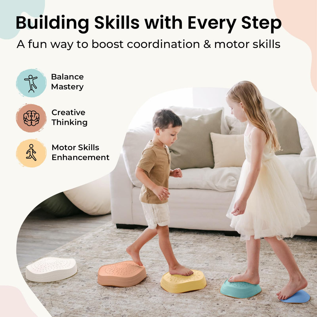 5-Piece Non-Slip Stepping Stones for Kids Balance Play
