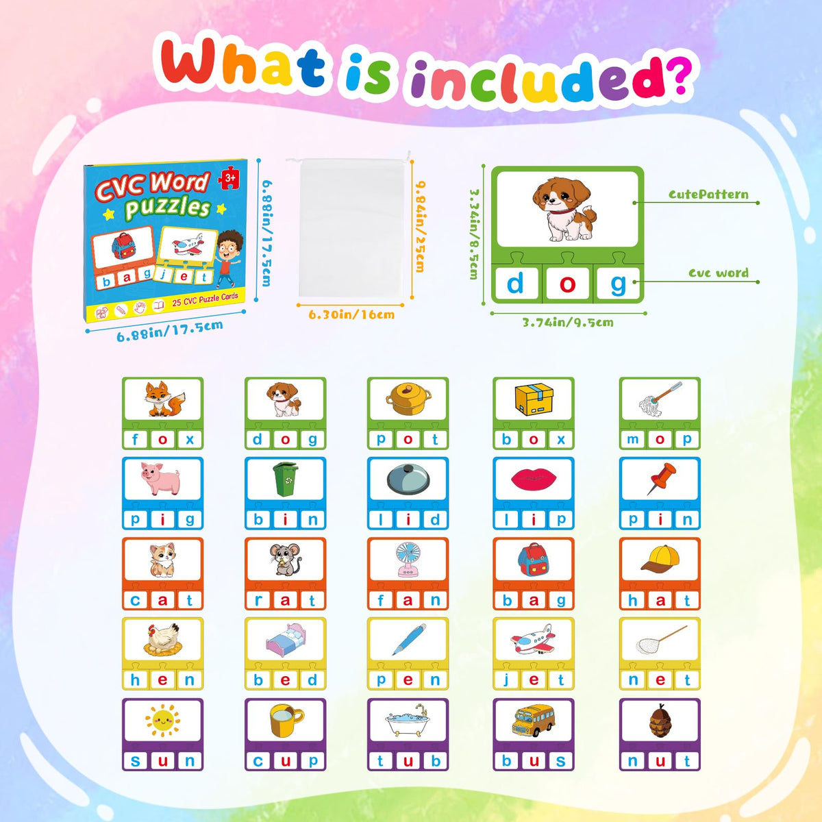 Edumix 25-Piece CVC Word & Phonics Puzzle Set for Kids