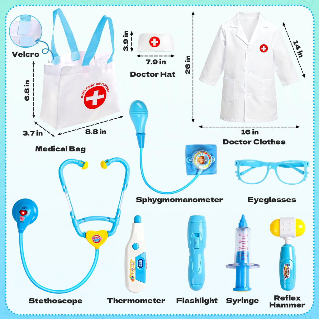 Kids Doctor & Vet Play Set with Plush Dog & Medical Bag