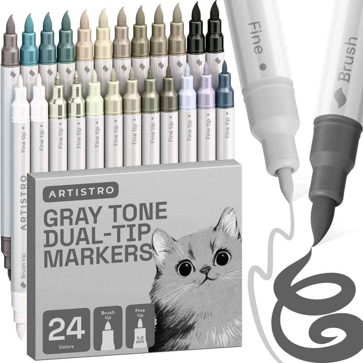 ARTISTRO Dual-Tip Acrylic Paint Markers for Drawing