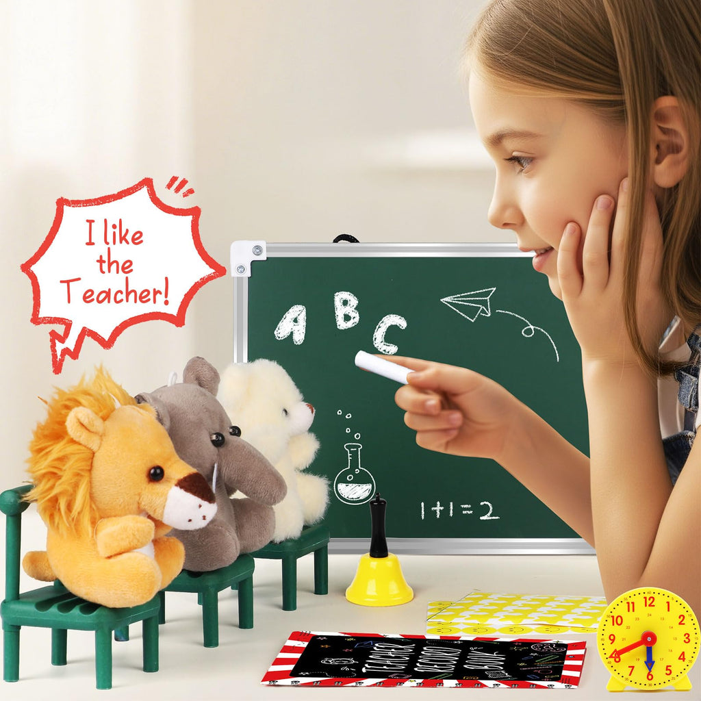 Kids Teacher Pretend Play Set with Dolls for Ages 6+