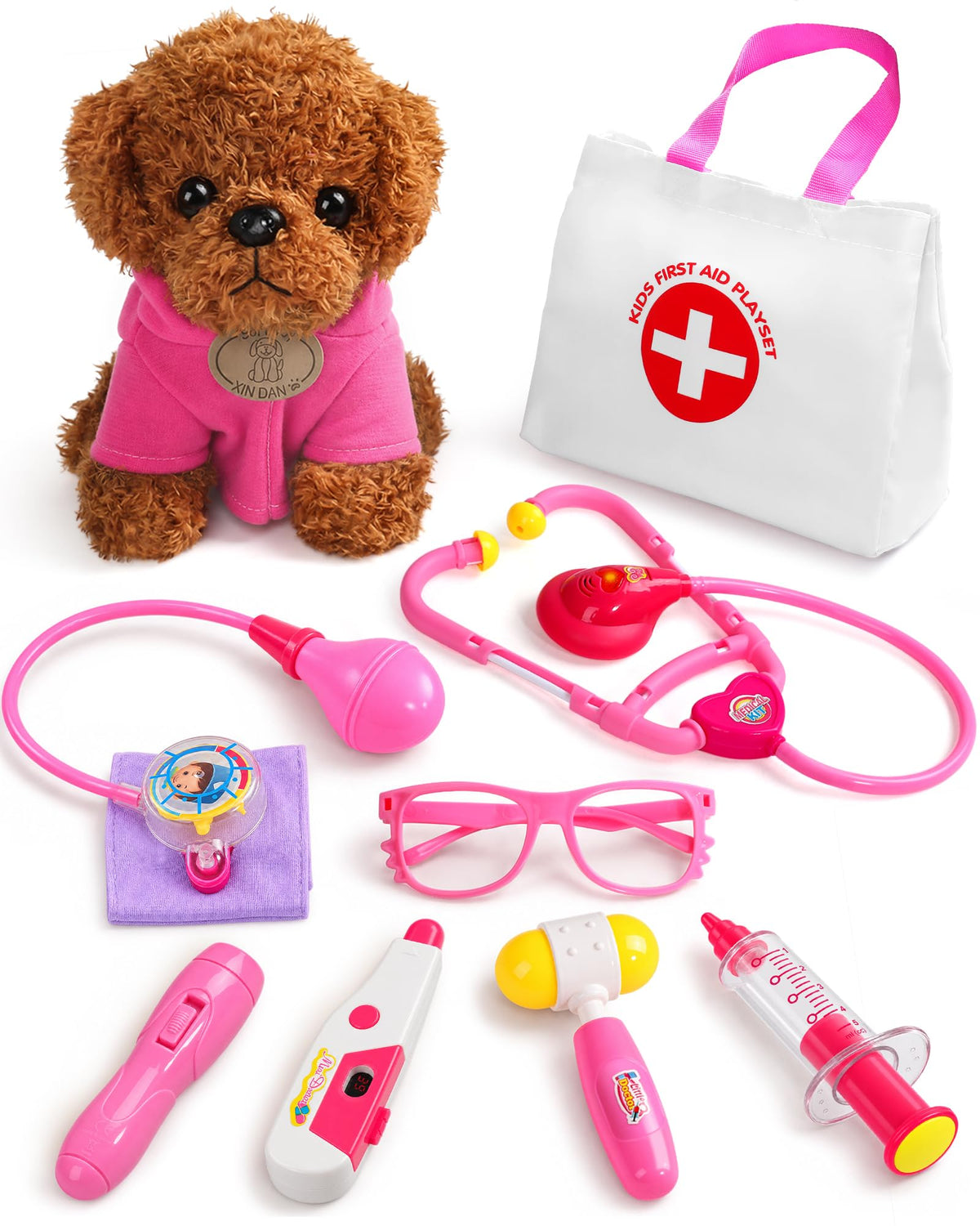 Kids Doctor & Vet Play Set with Plush Dog & Medical Bag