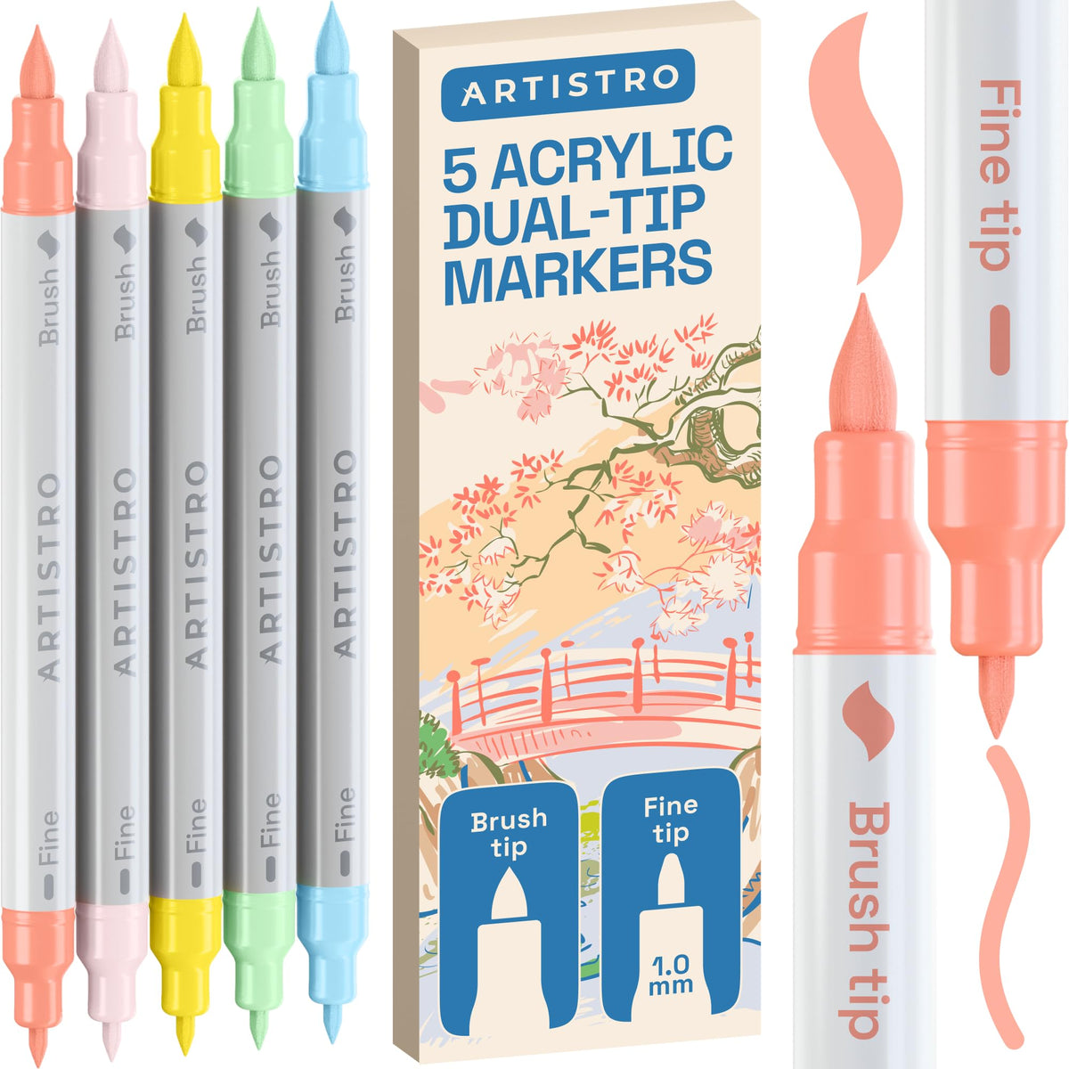 ARTISTRO Dual-Tip Acrylic Paint Markers for Drawing