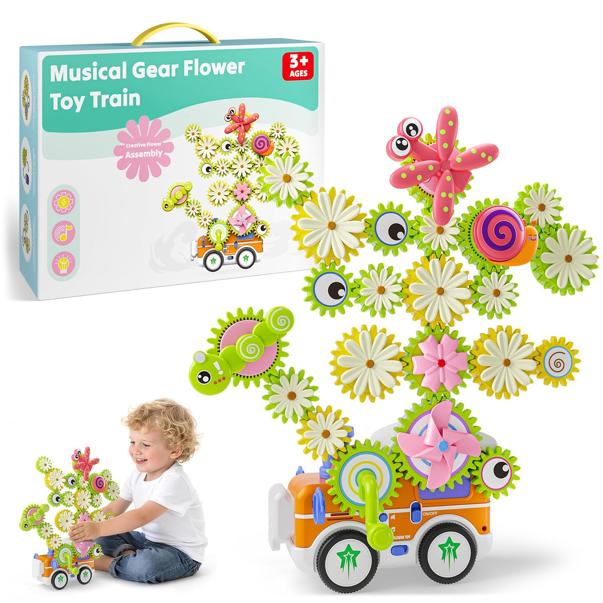 STEM Gears Construction Set with Lights, Music & Dual Modes