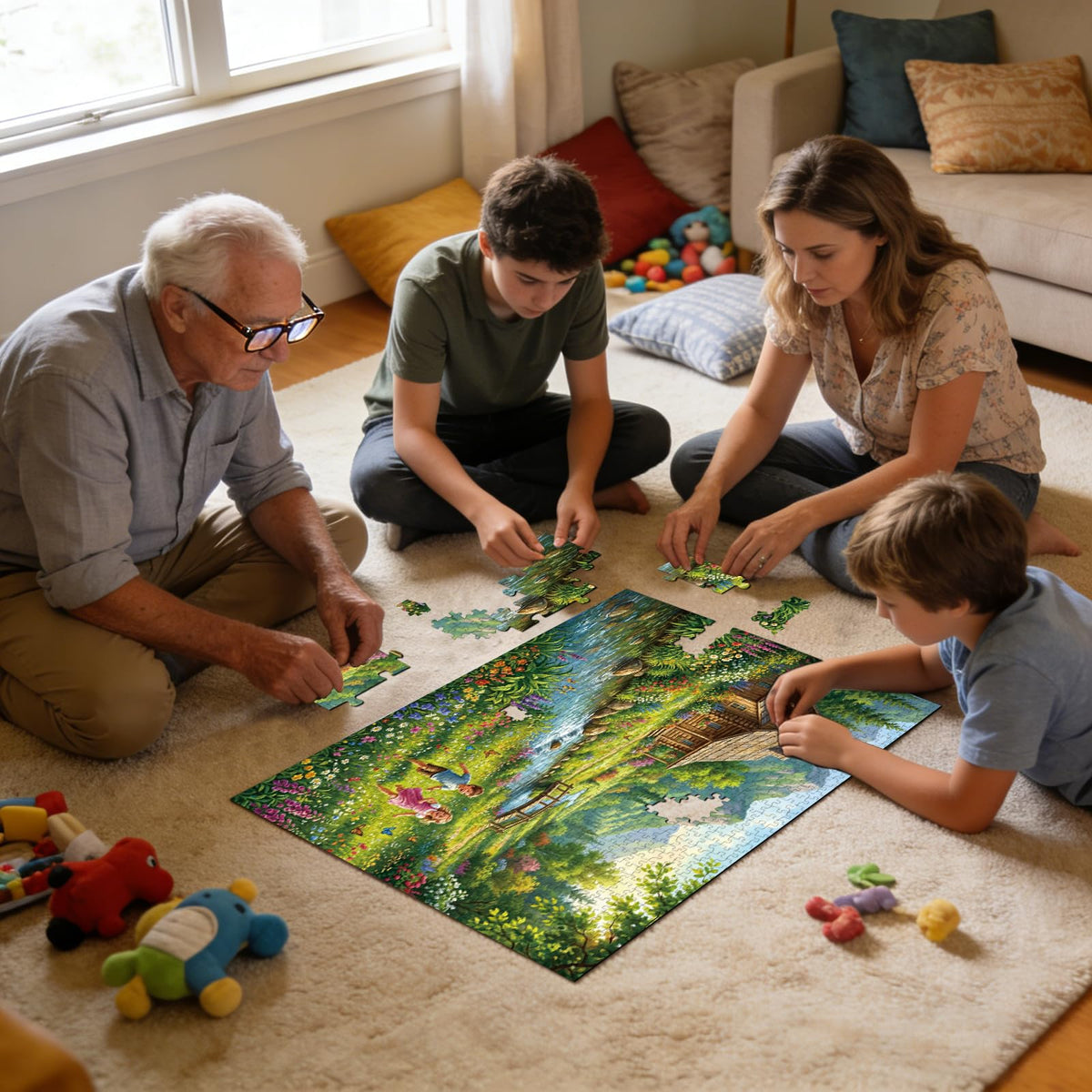 4-Pack 500-Piece Four Seasons Jigsaw Puzzles for Adults