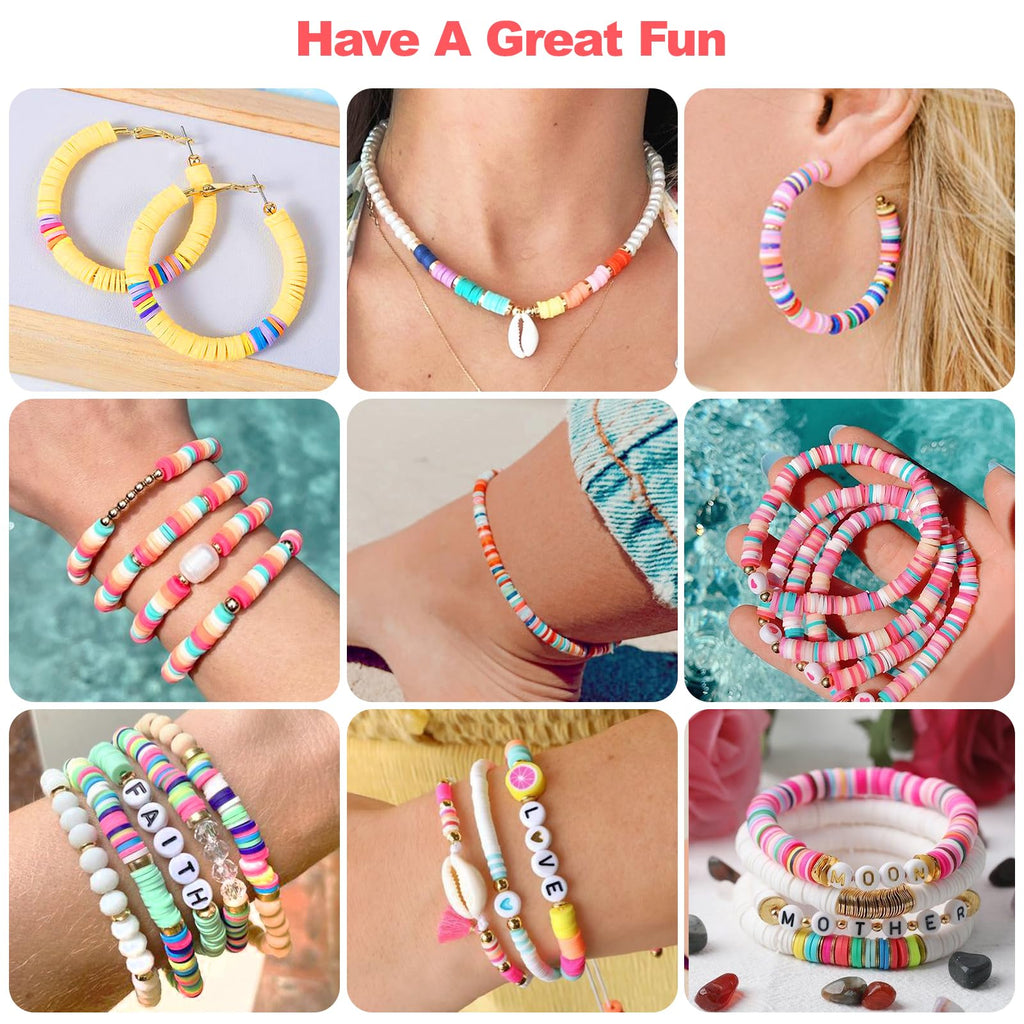 5100-Piece Clay Bead Bracelet Making Kit with Charms